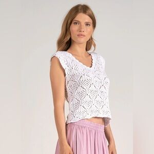 Elan Crochet cap sleeve sweater Sz L